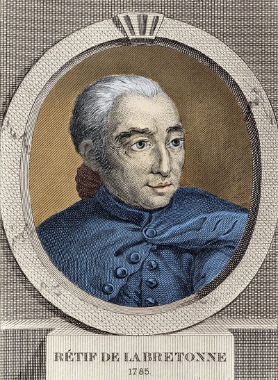 Retrato de Restif de La Bretonne (1734-1806) - por Binet, grabado de Louis (after) Binet