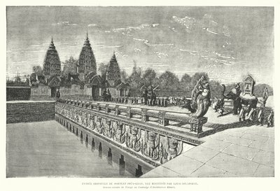 Entrada oriental al templo jemer de Preah Khan, Angkor, Camboya (grabado) de Louis (after) Delaporte