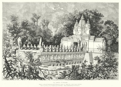 Puerta de Angkor, Camboya (grabado) de Louis (after) Delaporte