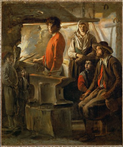 La fragua o: Un herrero en su fragua ... de Louis (attr. to) Le Nain
