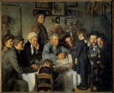 Las bodas de oro Comida familiar de campesinos. Pintura de Louis Adolphe Dechenaud (1868-1926) 1909 Sol. 1,66x2,03 m Dijon, Museo de Bellas Artes de Louis Adolphe Dechenaud