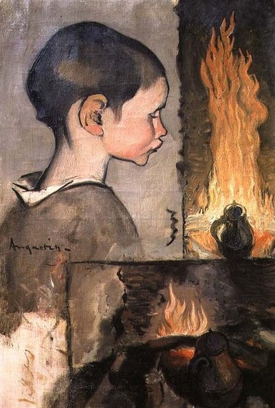 Perfil de un niño y un estudio de una naturaleza muerta de Louis Anquetin