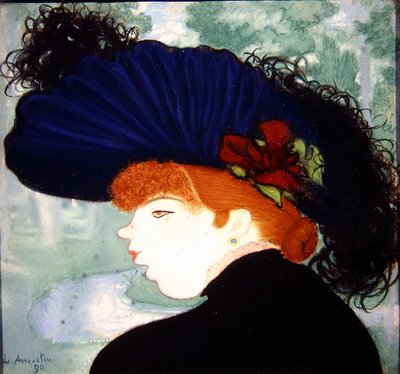 Mujer pelirroja con sombrero azul de Louis Anquetin