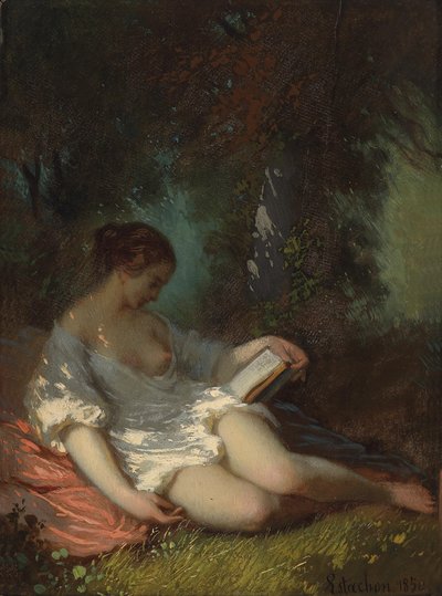 Lectura en un Paisaje de Parque de Louis Antoine Estachon