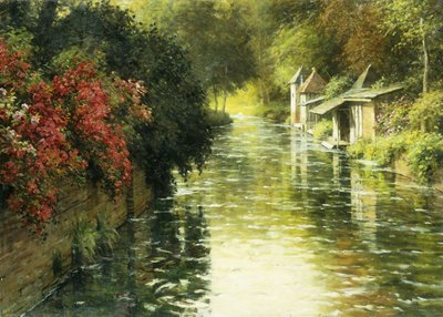 Un paisaje fluvial francés (óleo sobre lienzo) de Louis Aston Knight
