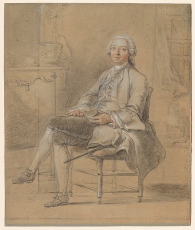 Hombre Sentado Sosteniendo una Caja de Rapé, c. 1750-1760 de Louis Aubert