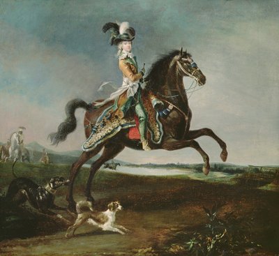 Retrato Ecuestre de María Antonieta (1755-93) en Atuendo de Caza, 1783 de Louis Auguste Brun or Brun de Versoix