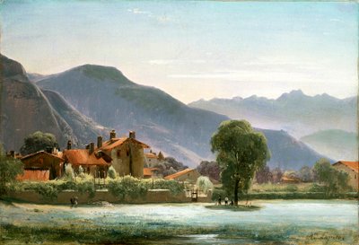 Pueblo en las estribaciones, c.1830 de Louis Auguste Lapito