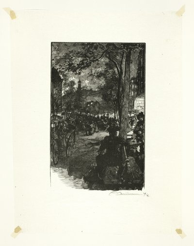 Boulevard Montmartre, atardecer, lámina quince de Le Long de la Seine et des Boulevards de Louis Auguste Lepère
