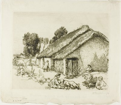 Casa rural con cinco niños de Louis Auguste Lepère