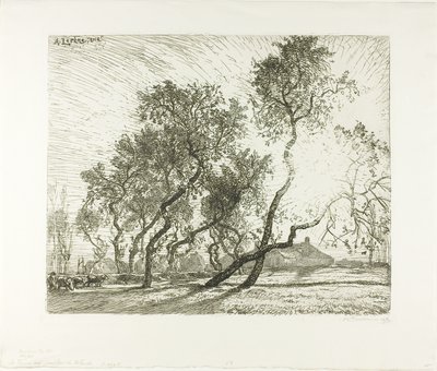 Granja con álamos holandeses de Louis Auguste Lepère
