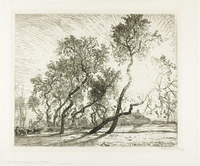 Granja con álamos holandeses de Louis Auguste Lepère
