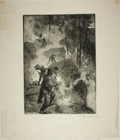 Quemadores de helechos en el bosque de Louis Auguste Lepère