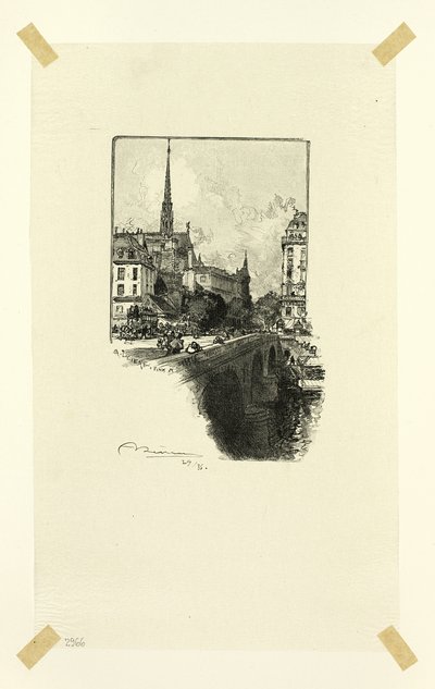 Puente Saint-Michel, lámina doce de Le Long de la Seine et des Boulevards de Louis Auguste Lepère
