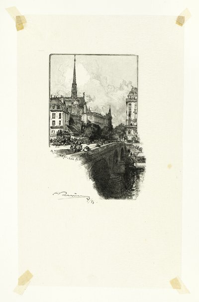 Puente Saint-Michel, lámina doce de Le Long de la Seine et des Boulevards de Louis Auguste Lepère