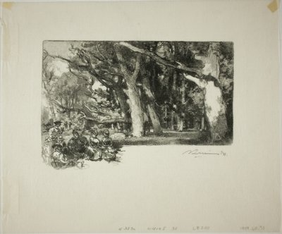 Mediodía, bajo los árboles de Louis Auguste Lepère