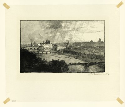 París, vista desde el Pavillon de Flore, lámina once de Le Long de la Seine et des Boulevards de Louis Auguste Lepère