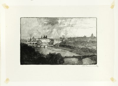 París, vista desde el Pavillon de Flore, lámina once de Le Long de la Seine et des Boulevards de Louis Auguste Lepère