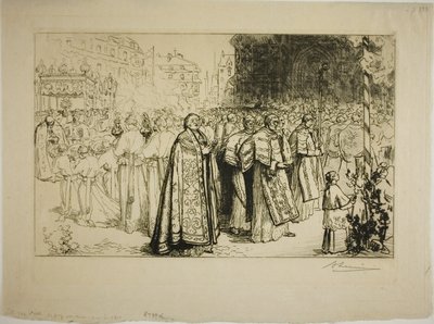 Reentrada de la procesión en la catedral de Nantes de Louis Auguste Lepère