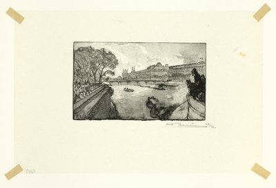 El Louvre, visto desde el Pont-Neuf, lámina trece de Le Long de la Seine et des Boulevards de Louis Auguste Lepère