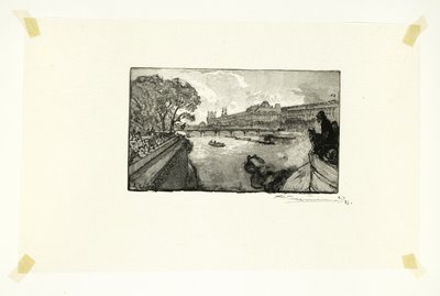 El Louvre, visto desde el Pont-Neuf, lámina trece de Le Long de la Seine et des Boulevards de Louis Auguste Lepère