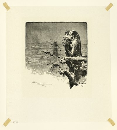 El Vampiro de Notre-Dame, lámina nueve de Le Long de la Seine et des Boulevards de Louis Auguste Lepère