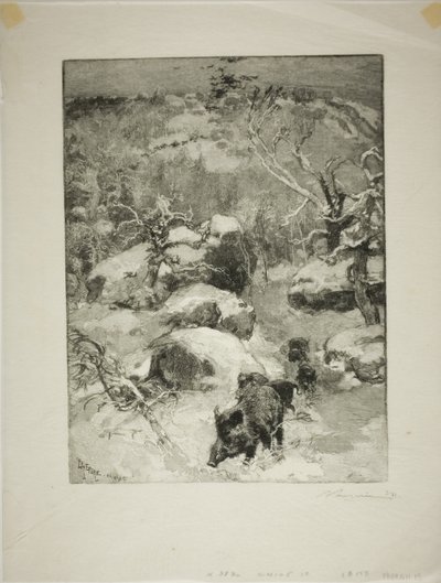 Invierno: Acantilado de Cuvier-Châtillon de Louis Auguste Lepère