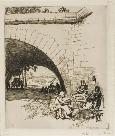 Woolcarders en Pont Marie de Louis Auguste Lepère