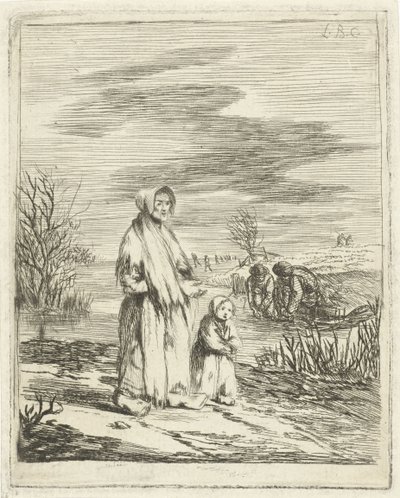 Mendigo con niño en una zanja de Louis Bernard Coclers