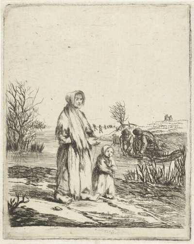 Mendigo con niño en una zanja de Louis Bernard Coclers