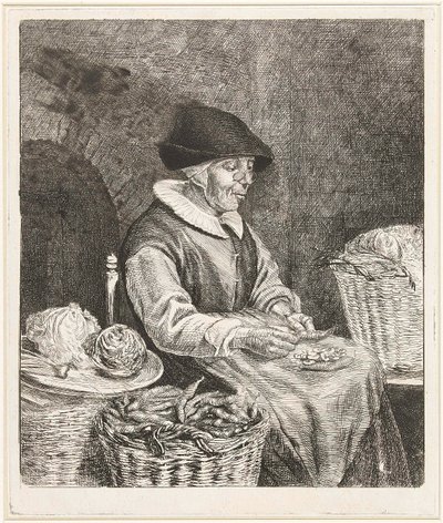 Coclers, L B, Anciana mojando judías (1780, Rijksmuseum Amsterdam) de Louis Bernard Coclers