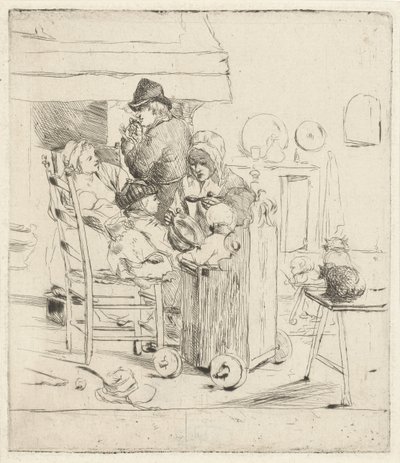 Escena de cocina con niños. de Louis Bernard Coclers
