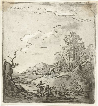 Paisaje con jinete y pastor de Louis Bernard Coclers