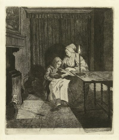 Madre enseñando a su hijo L