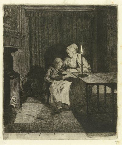 Madre enseñando a su hijo L