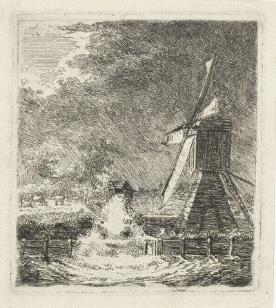 Molino en un paisaje de pólder de Louis Bernard Coclers