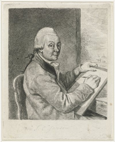 Retrato del artista Johannes Janson, dibujo de Louis Bernard Coclers