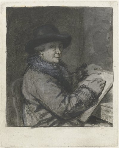 Retrato del artista Johannes Janson, dibujo de Louis Bernard Coclers