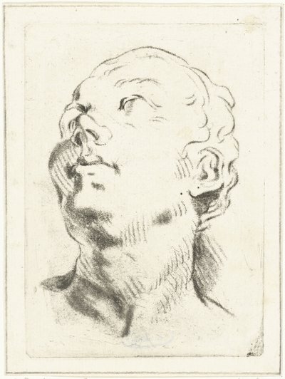 Hoja de estudio con cabeza, mirando hacia arriba. de Louis Bernard Coclers