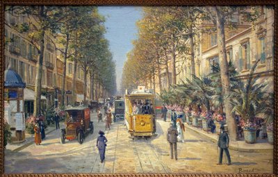 Avenida de la Gare en Niza (actual avenida Jean Medecin). Hay una columna Morris a la izquierda. Museo Massena, Niza. de Louis Beroud