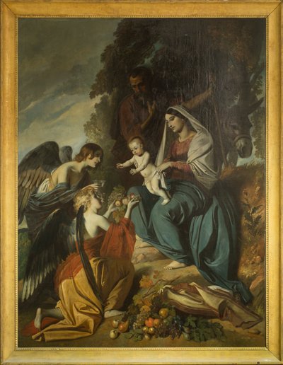 Ángeles alimentando a la Sagrada Familia. Nave de la Catedral de Sens de Louis Boulanger