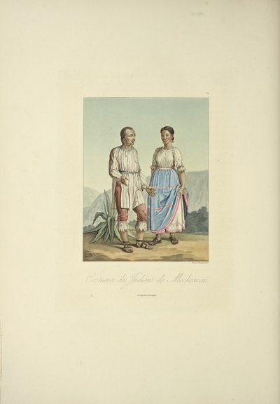 Trajes de los indios Mechoacan, ilustración de 