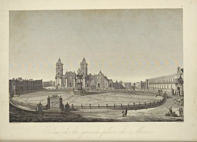 Vista de la plaza principal, México, ilustración de 