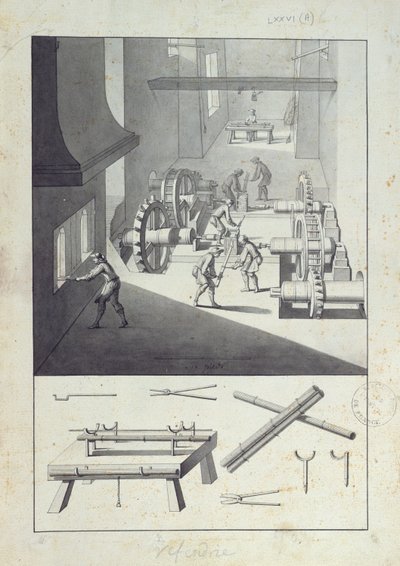 Fabricación de cañones, dibujo para la 