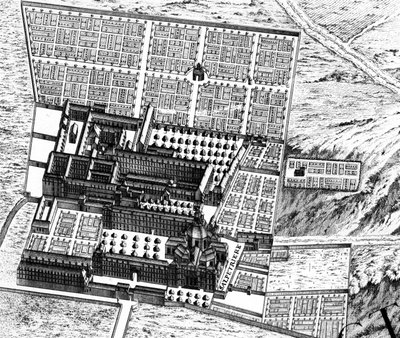 El Hospital de La Salpêtrière (detalle) de Louis Bretez