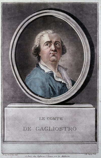 Giuseppe Balsamo, llamado Alexander, Conde de Cagliostro (1743 - 1795) por Brion de la Tour de Louis Brion de la Tour fils