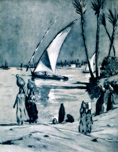 Llevando agua del Nilo, El Cairo, Egipto de Louis Cabanes