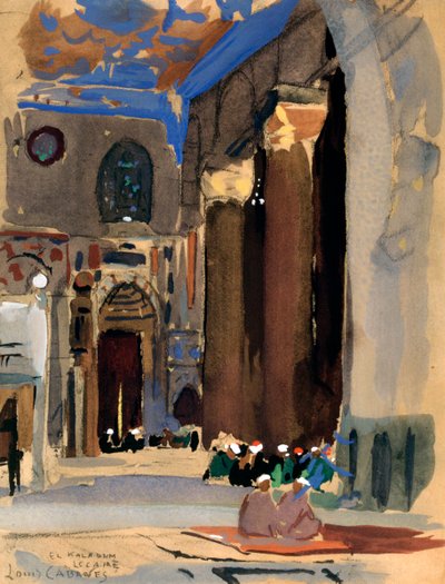 Interior de la Mezquita del Sultán Kalaoun, El Cairo, Egipto, 1928 de Louis Cabanes