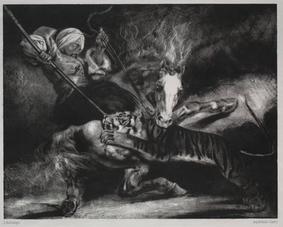 Un ataque de un tigre de Louis Candide Boulanger