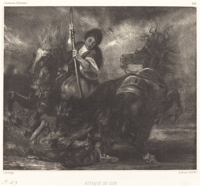 Ataque del león de Louis Candide Boulanger
